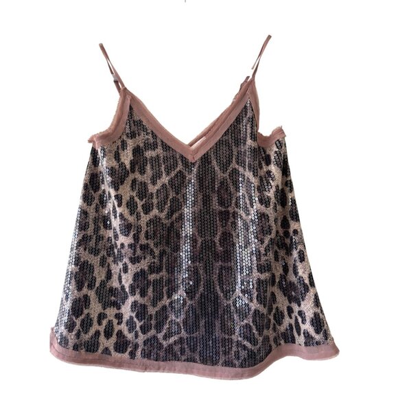 Entro Sequined Leopard Print Camisole Top Animal Pattern Womens Fashion - Picture 2 of 9